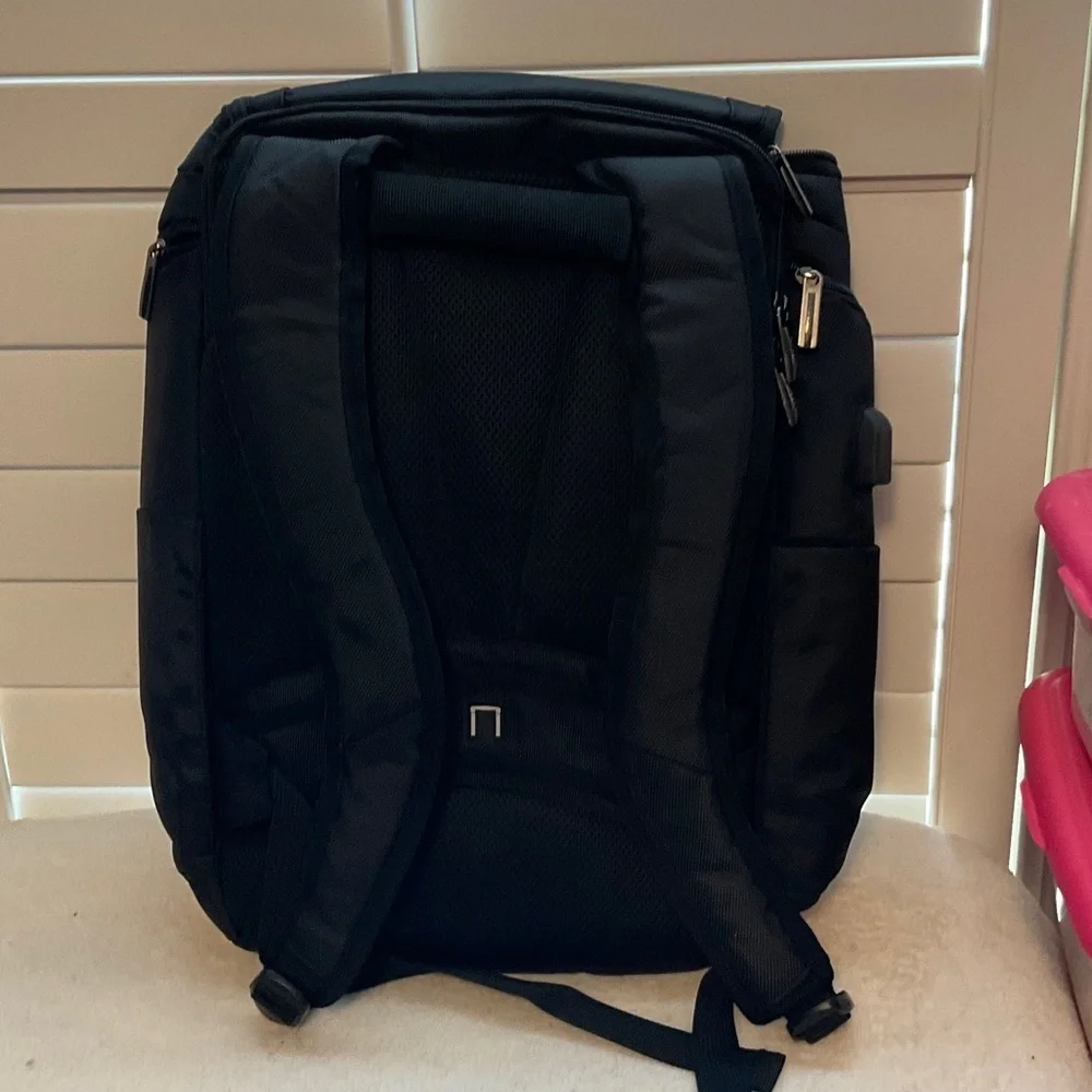 Men's Black Backpack with Colorful Wheel Design